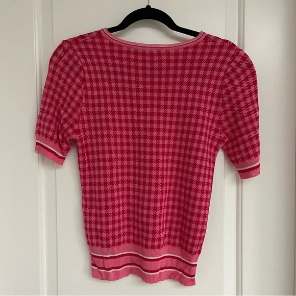 zara checkered pink knit shirt - Picture 4 of 7